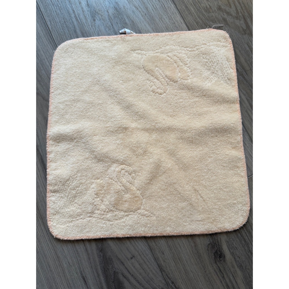 Vintage Cannon Swan‎ Embossed Washcloth Peach Terry Cloth Made in USA